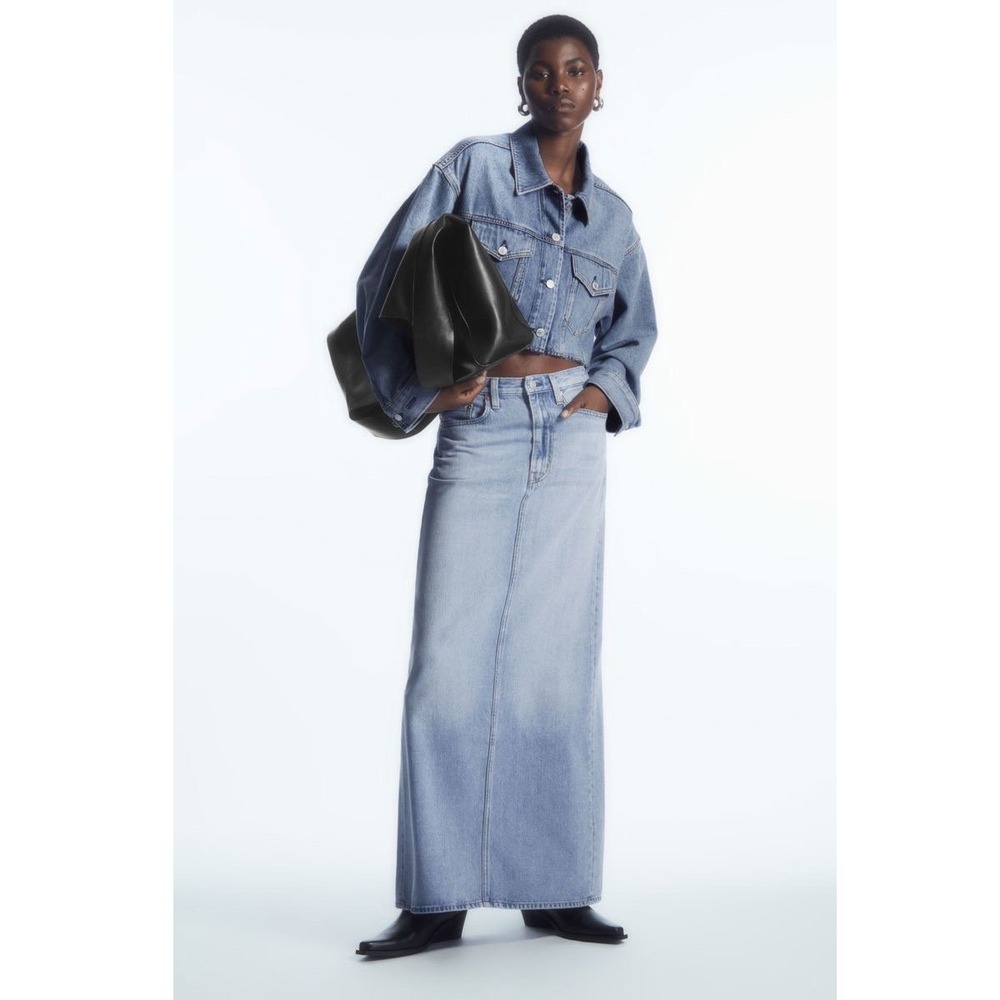 COS Cotton Tencel Carpenter Denim Maxi Skirt Womens Size 38 Minimalist New NWT‎